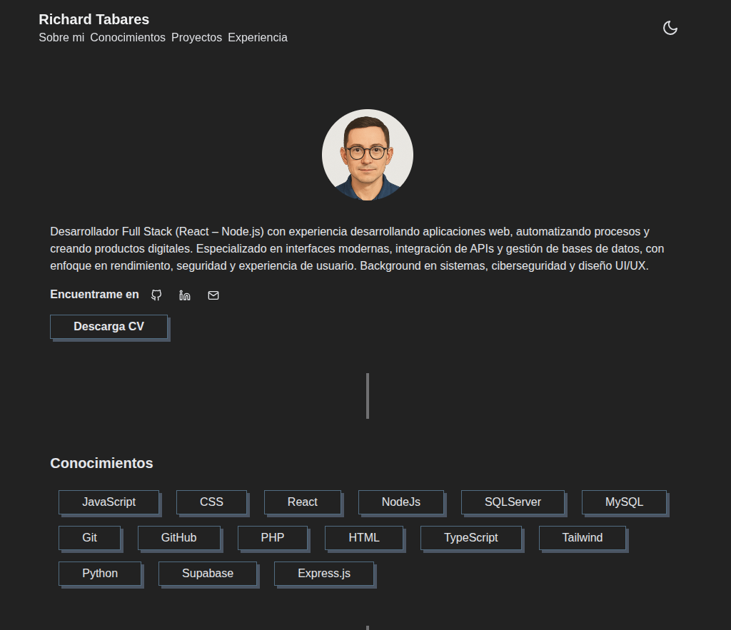 Captura del proyecto Portafolio Web Premium